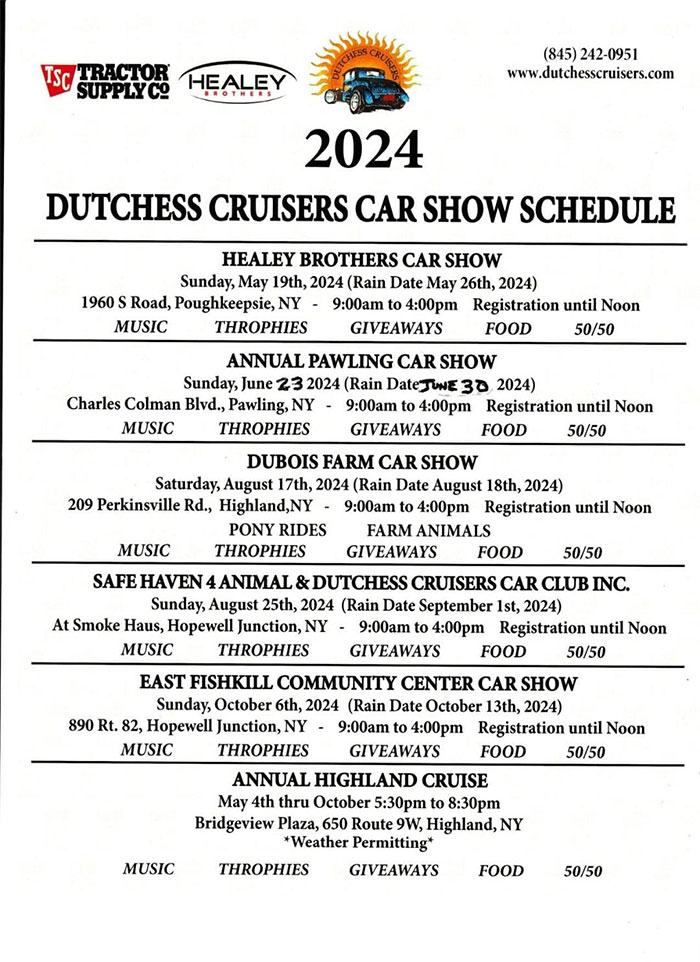 dutches cruisers car show schedule